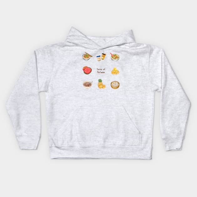 Taiwanese Food Illustration Kids Hoodie by Rose Chiu Food Illustration